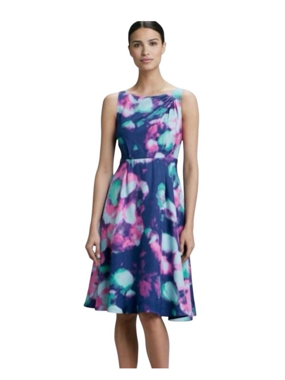 kate spade Olivia Dress Navy Floral Watercolor Midi Dress size 4